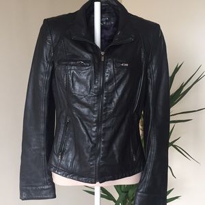 LAMARQUE Black Lamb Leather Leather Jacket Small